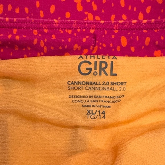 Athleta Girls Floral Navy Pink Two-Piece Swim Set with Shorts - Picture 3 of 8